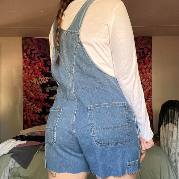 Carhartt blue denim distressed overalls - Picture 7 of 8